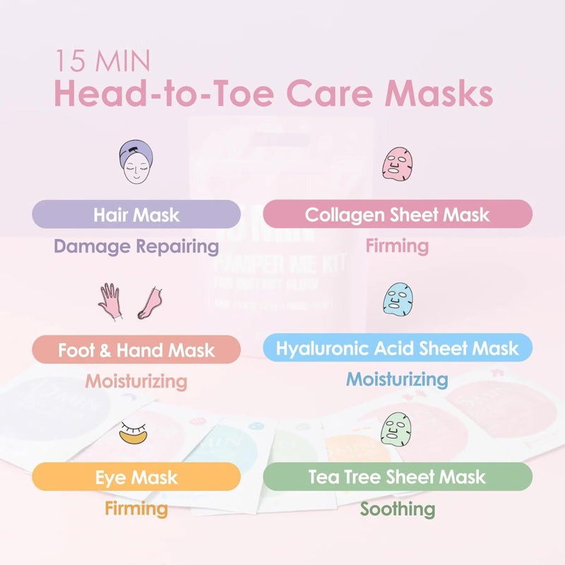 Naisture 15 Min Pamper Me Kit Duo (2-Pack) Spa Skincare Gift Set for Women with Hair Masks, Hand & Foot Masks, Eye Masks and Face Masks - Image 3